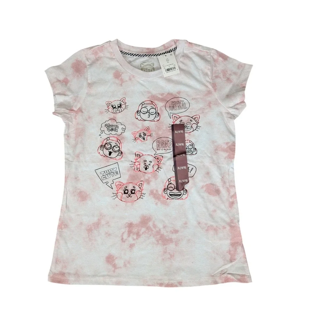 Disney Pixar Turning Red Girls XL 14/16 Pink Tie Dye Graphic T-Shirt NWT